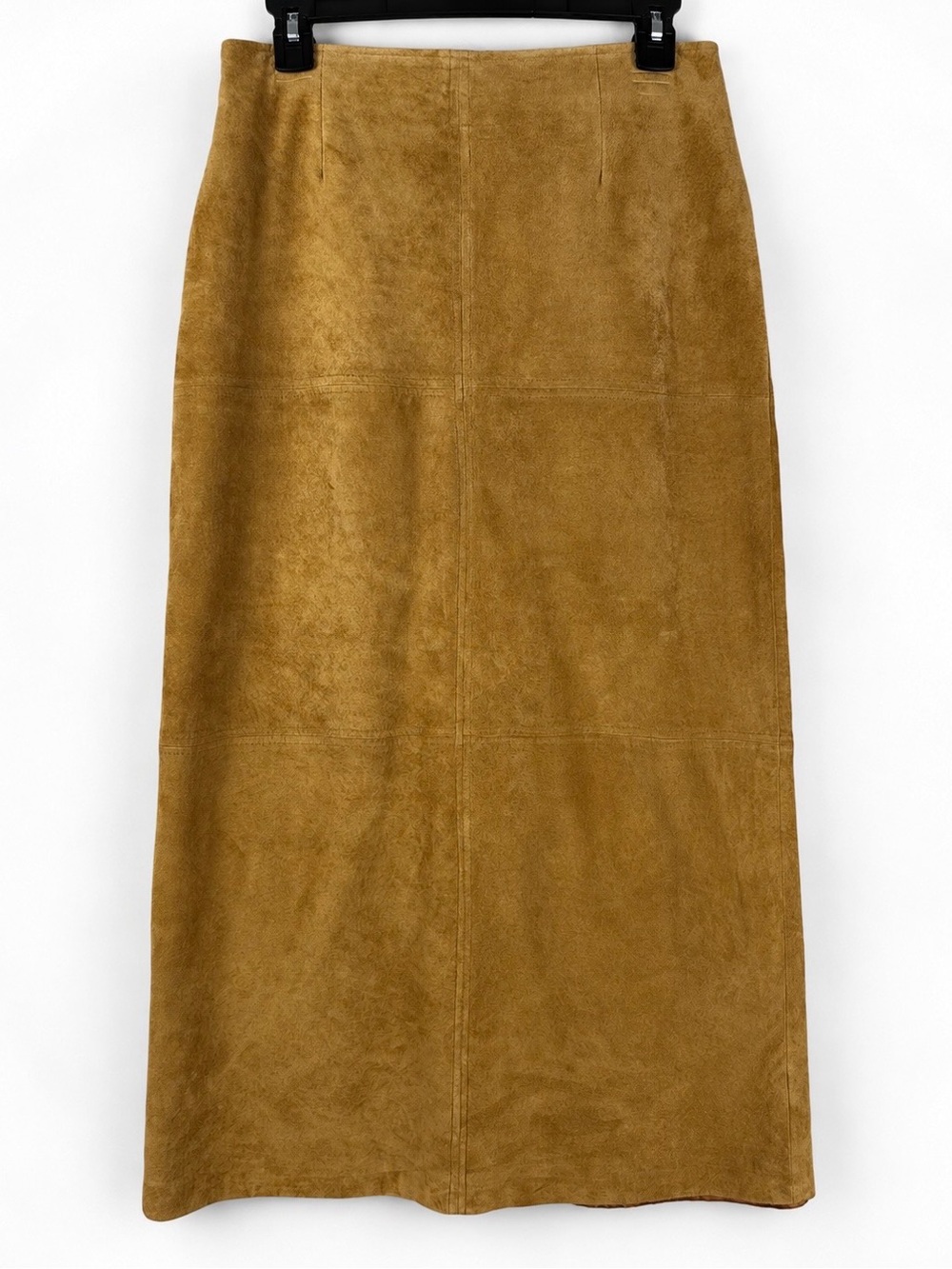 Vintage 90s Sigrid Olsen Camel Suede Leather Maxi Skirt 8
